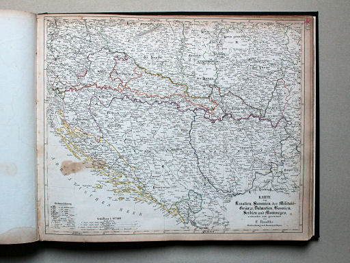 Sohr-Berghaus Universal-Handatlas NL, 1850
65. Karte von Kroatien, Slavonien, der Militair-Grenze, Dalmatien, Bosnien, Serbien und Montenegro