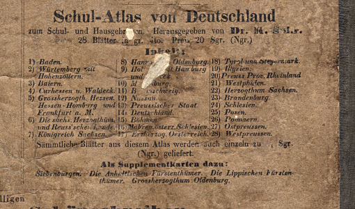 Handtke's Schul-Atlas, 1851
Achterkant band (detail) / Rear cover (detail)