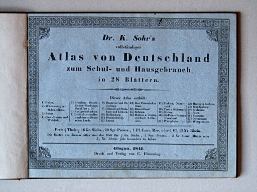 Sohr's Atlas von Deutschland, 1841
Titelpagina (binnenomslag)