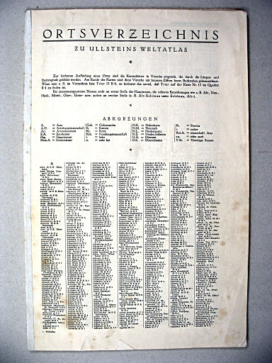 Ullsteins Weltatlas (1923)
Register / Index