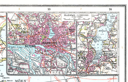 Ullsteins Weltatlas (1923)
10a. Hamburg-Altona  10b. Kiel
Hamburg-Altona, Kiel