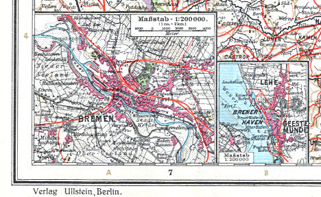 Ullsteins Weltatlas (1923)
11a. Bremen  11b. Bremerhaven
Bremen, Bremerhaven