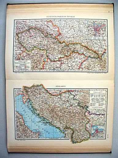 Ullsteins Weltatlas (1923)
18a. Tschechoslowakische Republik
18b. Südslawien
Tsjechoslowakije, Joegoslavië / Czechoslovakia, Yugoslavia
