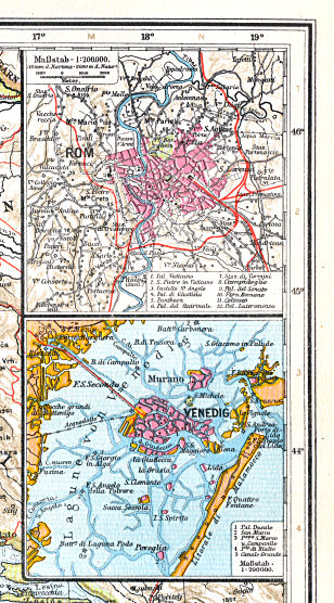 Ullsteins Weltatlas (1923)
20a. Rom  20b. Venedig
Rome, Venetië / Rome, Venice