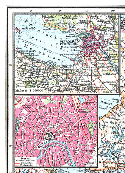 Ullsteins Weltatlas (1923)
29a. Petrograd (St. Petersburg)  29b. Moskau
Petrograd (St. Petersburg), Moskou / Moscow
