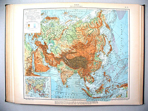 Ullsteins Weltatlas (1923)
31. Asien (Fluß- und Gebirgskarte)
Azië (natuurkundig) / Asia (physical)