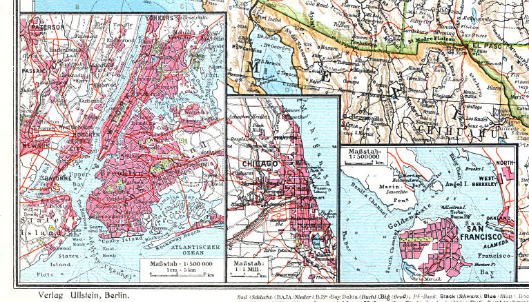 Ullsteins Weltatlas (1923)
39a. New York  39b. Chicago  39c. San Francisco
New York, Chicago, San Francisco