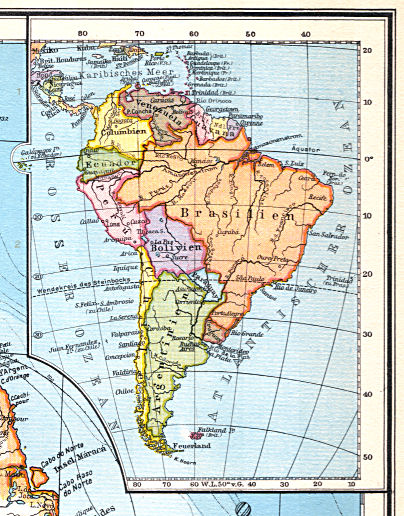 Ullsteins Weltatlas (1923)
42a. Sürdamerika (Politische Übersicht)
Zuid-Amerika (staatkundig) / South America (political)