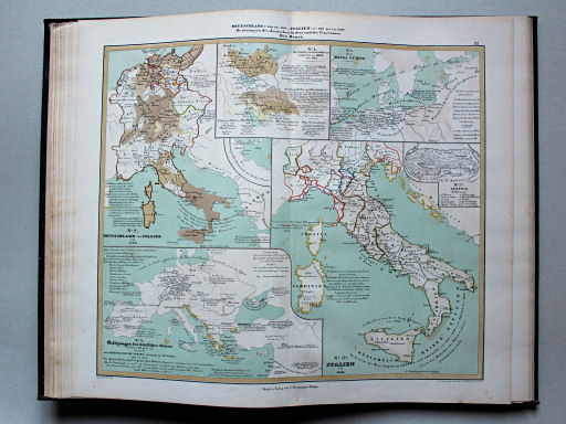 von Wedell's Historischer Hand-Atlas, 1856
11. Deutschland v. 900 bis 1130. Italien von 900 bis um 1300. Besitzungen des deutschen Ordens und der Venetianer. Die Hansa