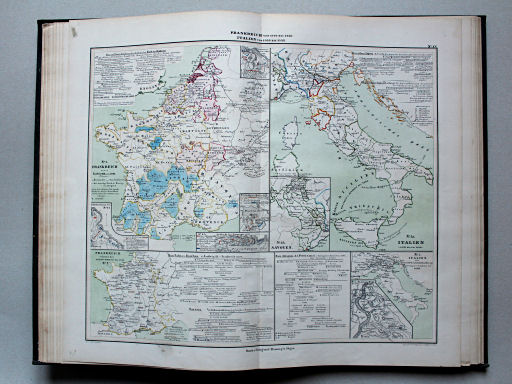 von Wedell's Historischer Hand-Atlas, 1856
15. Frankreich von 1360 bis 1610. Italien von 1300 bis 1638