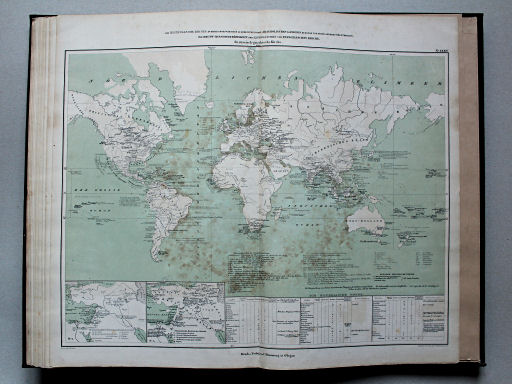 von Wedell's Historischer Hand-Atlas, 1856
34. Die katholische Kirche in ihrer gegenwärtigen Ausbreitung in den akatholischen Ländern Europa's und in den anderen Welttheilen, die Haupt-Missionsthätigkeit der katholischen und evangelischen Kirche, die russisch-griechische Kirche, 1846