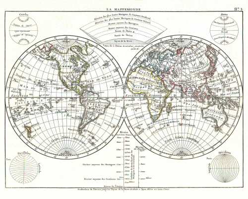 Hérisson, Atlas Portatif (1806)
Wereldkaart (kaart 1)