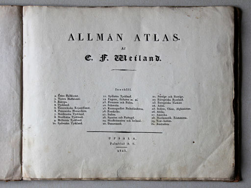 Allmän Atlas af C.F. Weiland, 1825
Titelpagina met inhoudsopgave