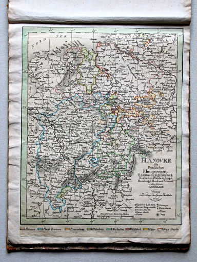 Allmän Atlas af C.F. Weiland, 1825
7. Hanover, die Preussischen Rheinprovinzen, Braunschweig, Oldenburg, Kurhessen, Waldeck, Lippe, Hamburg, Lübeck und Bremen