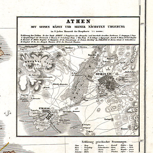 Allgemeiner Hand-Atlas der ganzen Erde (1855)
42b. Athen mit seinen Häfen und seiner nächsten Umgebung