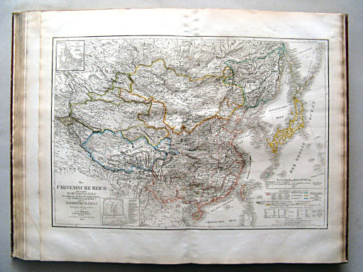 Allgemeiner Hand-Atlas der ganzen Erde (1855)
50. Das Chinesische Reich mit seinen Schutzstaaten (den Ländern der Mandschu und Mongolen, Ost Turkistan und Tübet) und das Kaiserthum Japan