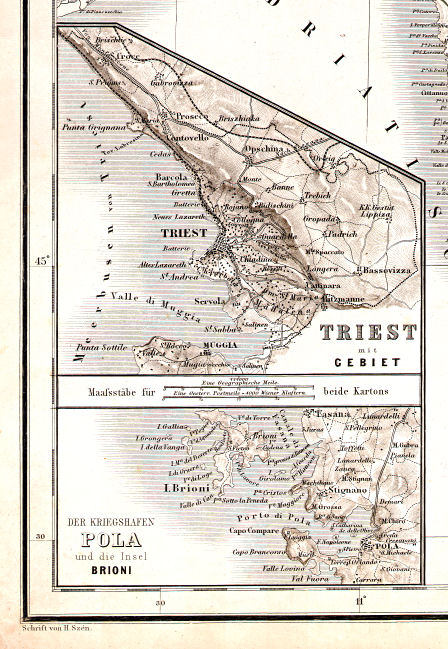 Hand-Atlas des Himmels und der Erde (1860)
29a. Triest mit Gebiet
29b. Der Kriegshafen Pola und die Insel Brioni