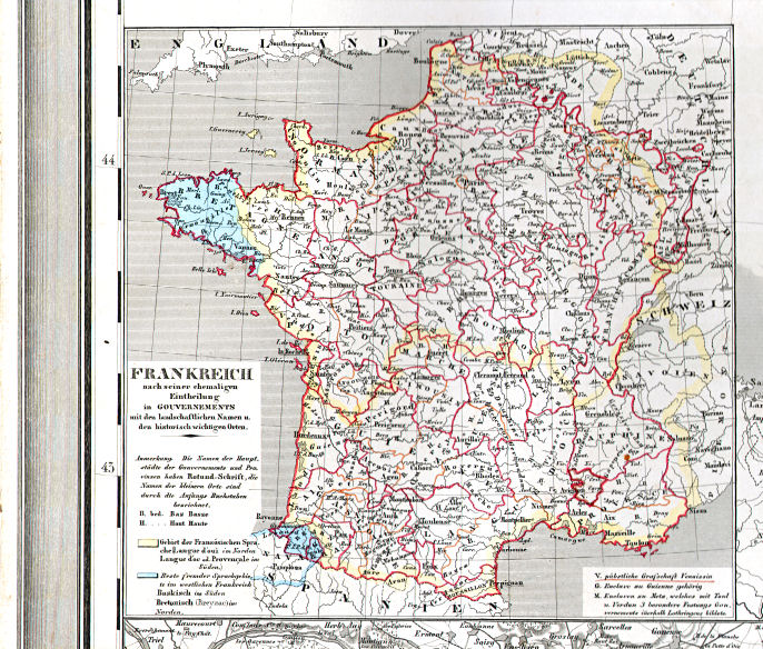 Hand-Atlas des Himmels und der Erde (1860)
38a. Frankreich nach seiner ehemaligen Eintheilung in Gouvernements