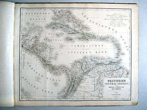 Hand-Atlas der Erde und des Himmels (1860)
64. Westindien Central-America und das nördliche und nordwestliche Süd America: Nueva Granada und Venezuela