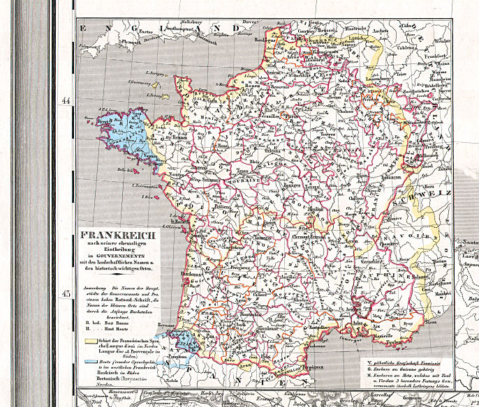 Hand-Atlas des Himmels und der Erde (1869)
39a. Frankreich nach seiner ehemaligen Eintheilung in Gouvernements