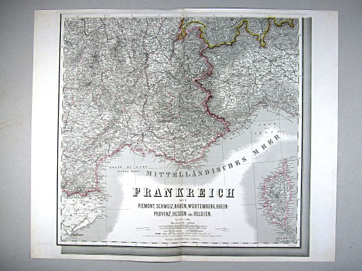 Hand-Atlas des Himmels und der Erde (1869)
40. Frankreich, Elsass-Lothringen, Piemont, Schweiz, Baden, Würtemberg, Rhein-Provinz, Hessen und Belgien (südöstlich)