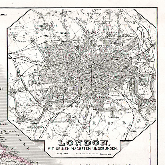 Hand-Atlas des Himmels und der Erde (1869)
43a. London mit seinen nächsten Umgebungen