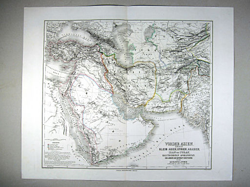 Hand-Atlas des Himmels und der Erde (1869)
52. Vorder Asien, umfassend Klein Asien, Syrien, Arabien, Iran und Turan, Balutschistan, Afghanistan, die Länder am Euphrat und Tigris und die Kaukasus Länder