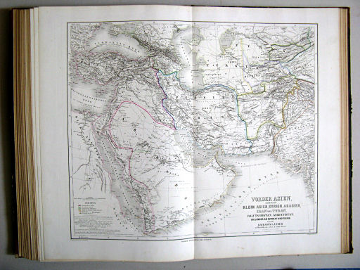 Hand-Atlas des Himmels und der Erde (1873)
52. Vorder Asien, umfassend Klein Asien, Syrien, Arabien, Iran und Turan, Balutschistan, Afghanistan, die Länder am Euphrat und Tigris und die Kaukasus Länder