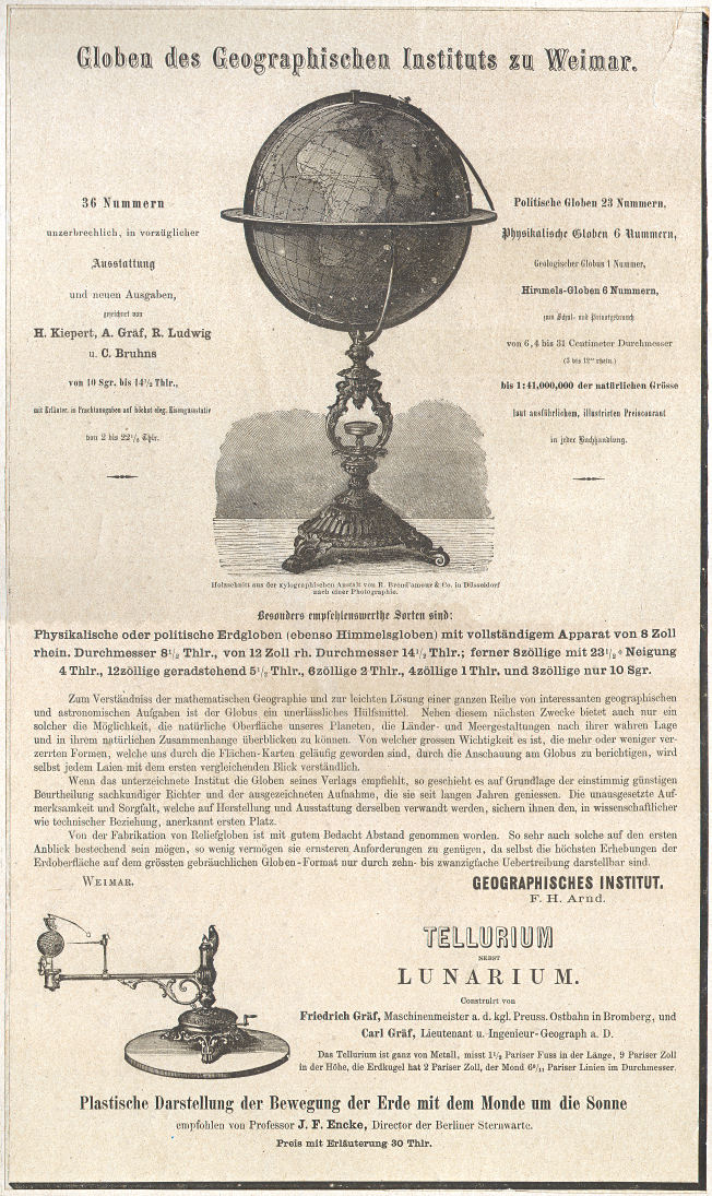 Hand-Atlas des Himmels und der Erde (1876)
Globes van het Geographische Institut / Globes from the Geographische Institut