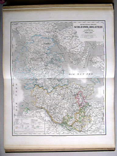Hand-Atlas des Himmels und der Erde (1876)
17. Die Preussischen Provinzen Schleswig, Holstein und Lauenburg mit den freien und Hansestädten Hamburg & Lübeck
