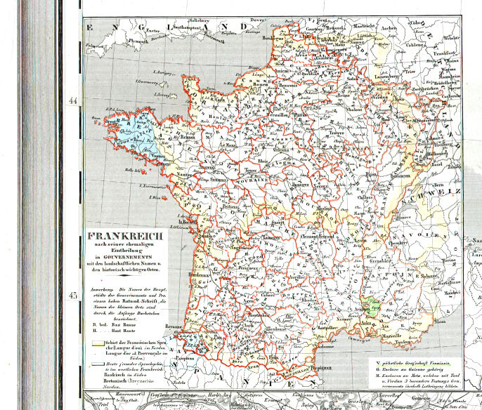 Hand-Atlas des Himmels und der Erde (1876)
39a. Frankreich nach seiner ehemaligen Eintheilung in Gouvernements