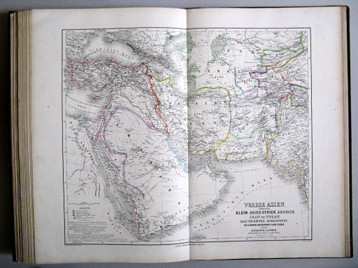 Hand-Atlas des Himmels und der Erde (1876)
52. Vorder Asien, umfassend Klein Asien, Syrien, Arabien, Iran und Turan, Balutschistan, Afghanistan, die Länder am Euphrat und Tigris und die Kaukasus Länder