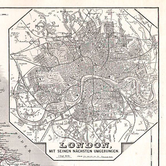 Hand-Atlas des Himmels und der Erde (1880)
43a. London mit seinen nächsten Umgebungen