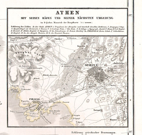 Hand-Atlas des Himmels und der Erde (1880)
49a. Athen mit seinen Häfen und seiner nächsten Umgebung