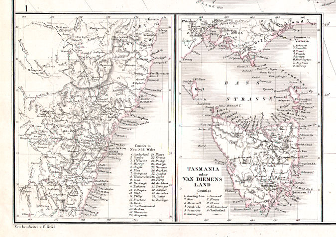 Hand-Atlas des Himmels und der Erde (1880)
66a. Neu-Süd-Wales
66b. Tasmania oder Van Diemens Land