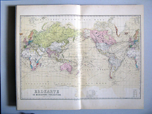 Hand-Atlas des Himmels und der Erde (1886)
2. Erdkarte in Mercators Projection