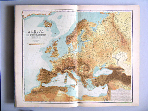Hand-Atlas des Himmels und der Erde (1886)
7. Europa nach seinen oro-hydrographischen Verhältnissen