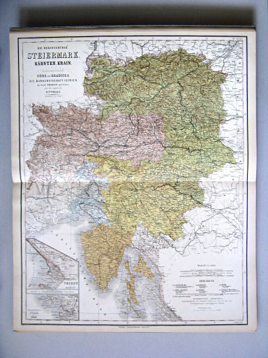 Hand-Atlas des Himmels und der Erde (1886)
29. Die Herzogthümer Steiermark, Kärnten, Krain, Das (Illyrische) Küstenland: die gefürstete Grafschaft Görz und Gradiska, die Markgrafschaft Istrien, die Stadt Triest mit Gebiet und das ungarische Littorale