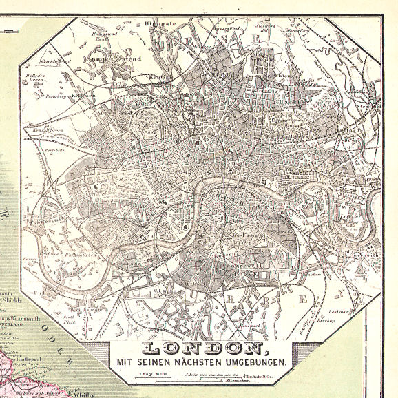 Hand-Atlas des Himmels und der Erde (1886)
43a. London mit seinen nächsten Umgebungen