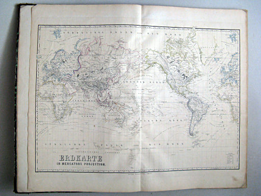 Hand-Atlas der Erde und des Himmels in 50 Blättern (1863)
1. Erdkarte in Mercators Projection