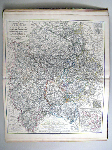 Hand-Atlas der Erde und des Himmels in 50 Blättern (1863)
18. Die Preussische Provinzen Westfalen und Rheinprovinz; das Kurfürstenthum Hessen, das Grossherzogthum Hessen und das Herzogthum Nassau; das Fürstenthum Waldeck, die Landgrafschaft Hessen Homburg und die freie Stadt Frankfurt