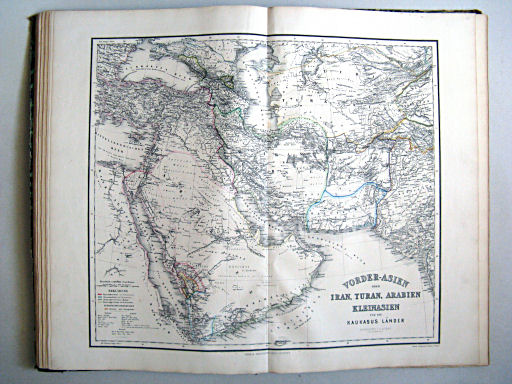 Hand-Atlas der Erde und des Himmels in 50 Blättern (1863)
38. Vorder-Asien oder Iran, Turan, Arabien, Kleinasien und die Kaukasus Länder