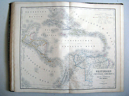 Hand-Atlas der Erde und des Himmels in 50 Blättern (1863)
45. Westindien Central-America und das nördliche und nordwestliche Süd America: Nueva Granada und Venezuela