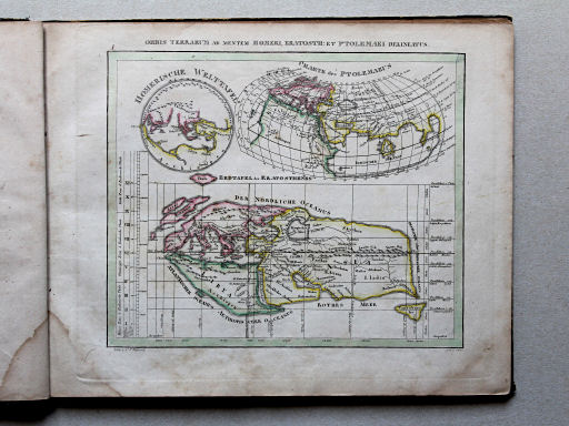Atlas der alten Welt, 1828
I. Orbis terrarum ad mentem Homeri, Eratosth. et Ptolemaei delineatus