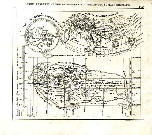 Nedzynski, Atlas Orbis Antiqui, 1825
1B. Orbis terrarum ad mentem Homeri, Eratosth. et Ptolemaei delineatus
