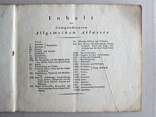 Compendieuser allgemeiner Atlas, 1818
Inhoudsopgave / Table of contents
