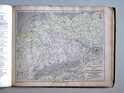 Compendiöser allgemeiner Atlas, 1853
5. Gebirgs- und Fluss-Karte von Mittel-Europa