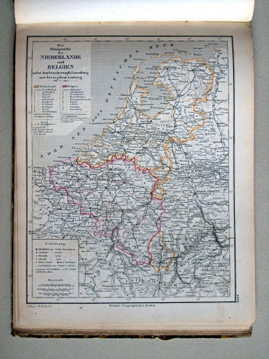 Compendiöser allgemeiner Atlas, 1867
21. Die Königreiche der Niederlande und Belgien nebst dem Grossherzogth. Luxemburg und Herzogthum Limburg