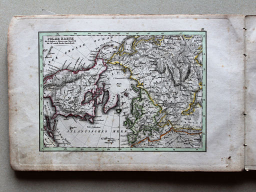 Weiland, Geographisch-statistischer Taschen-Atlas, 1838
3. Polar Karte die Länder und Meere vom Nord Pol bis 50° nördl. Breite darstellend