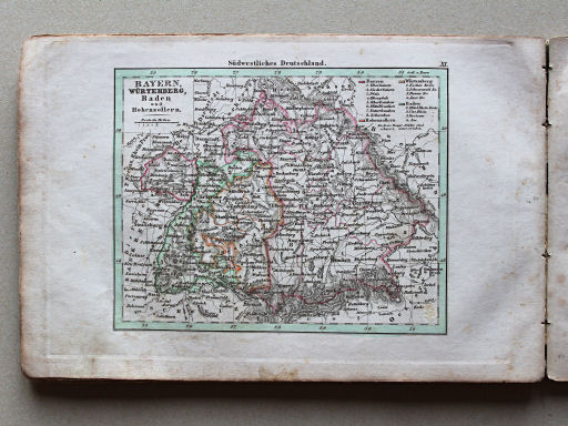 Weiland, Geographisch-statistischer Taschen-Atlas, 1838
11. Bayern, Würtemberg, Baden und Hohenzollern
